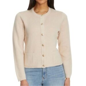 Nine West Oatmeal Cardigan Sweater with Textured Knit and Fitted Silhouette